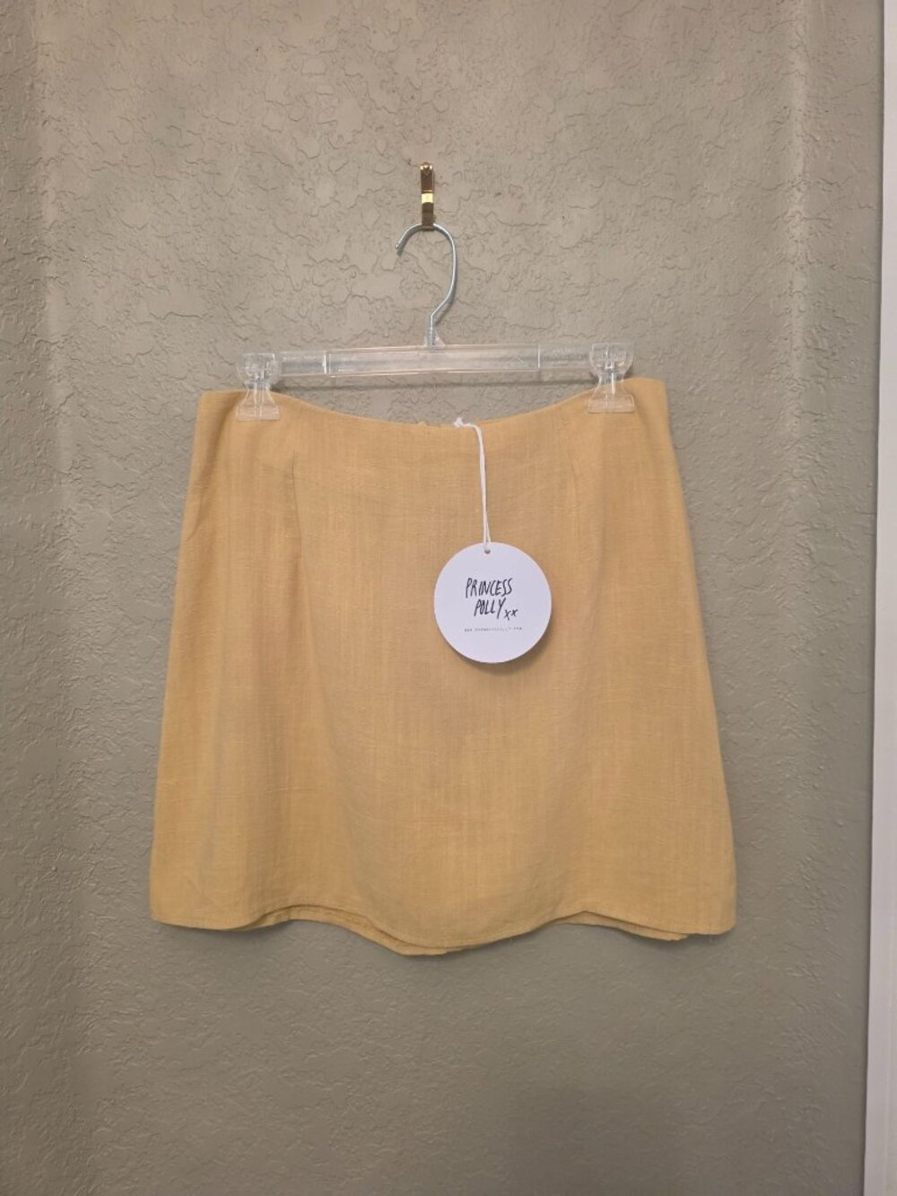 Princess Polly Selby Lemon Linen Blend Mini Skirt 8 NEW Lightweight - Picture 2 of 9